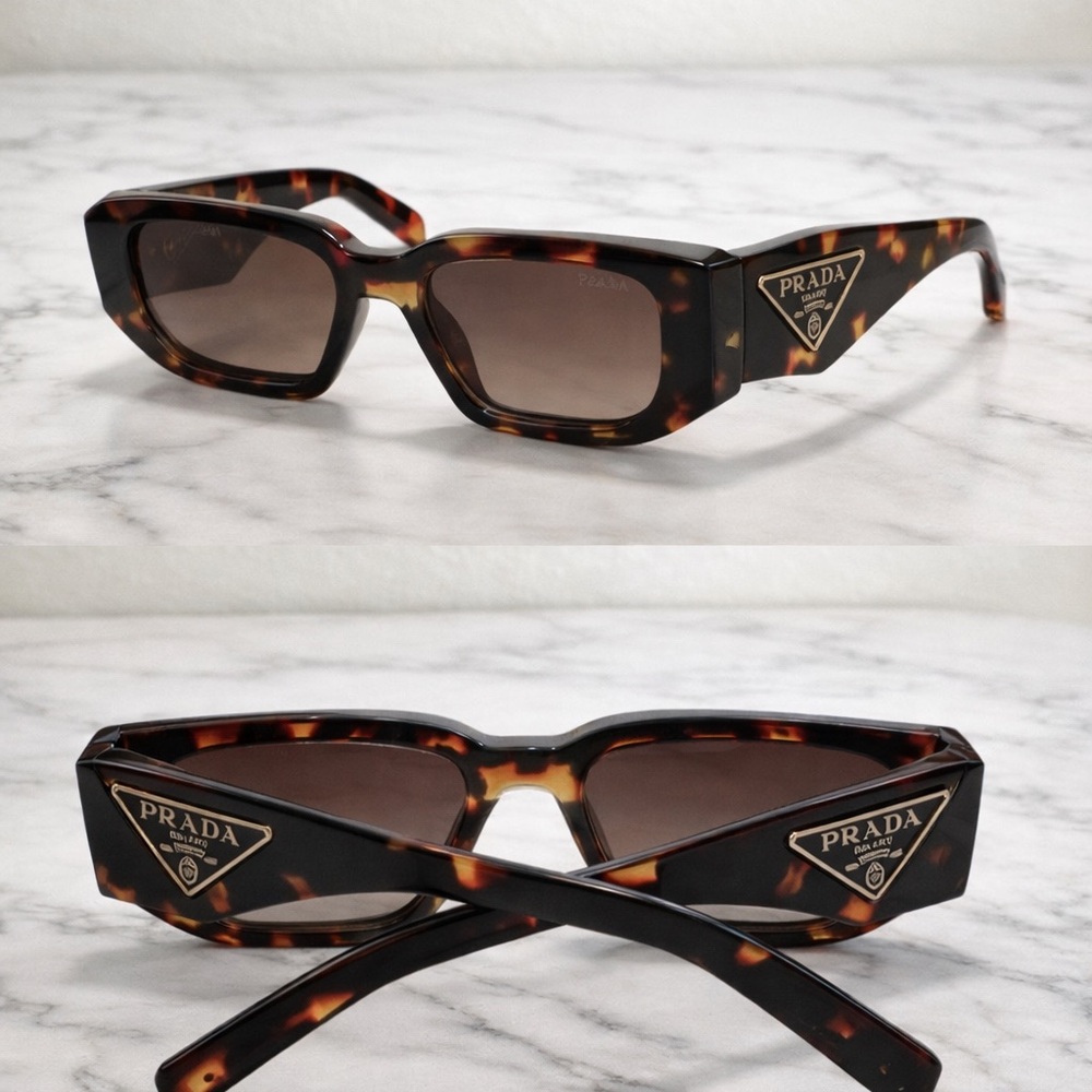 Prada Tortoiseshell Triangle Logo Sunglasses Over… - image 2